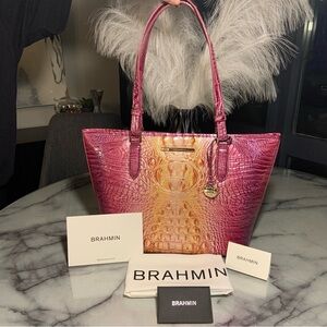 BRAHMIN Medium Asher Grapefruit Ombre Melbourne NWT